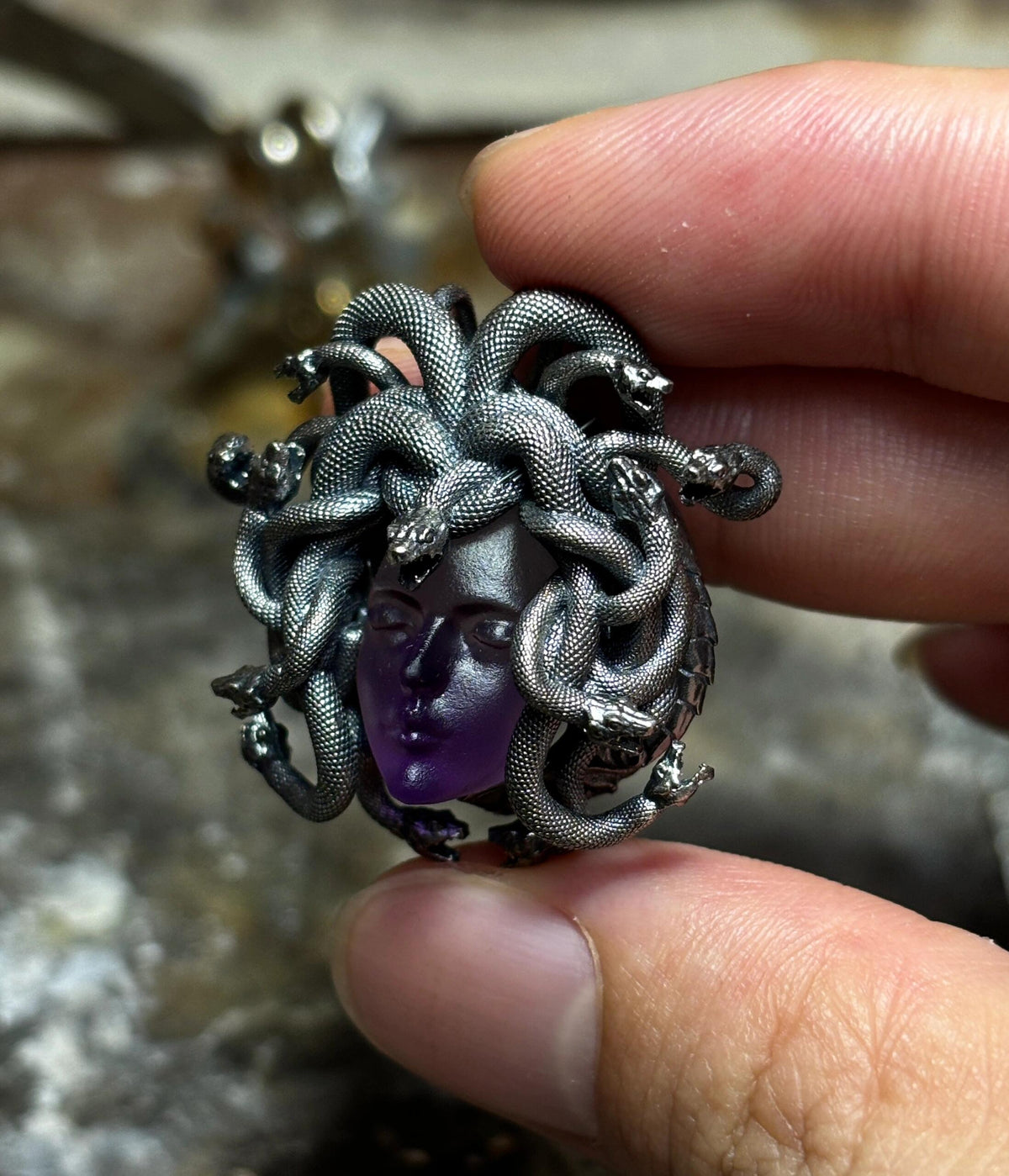 Amethyst Medusa pendant（S925）
