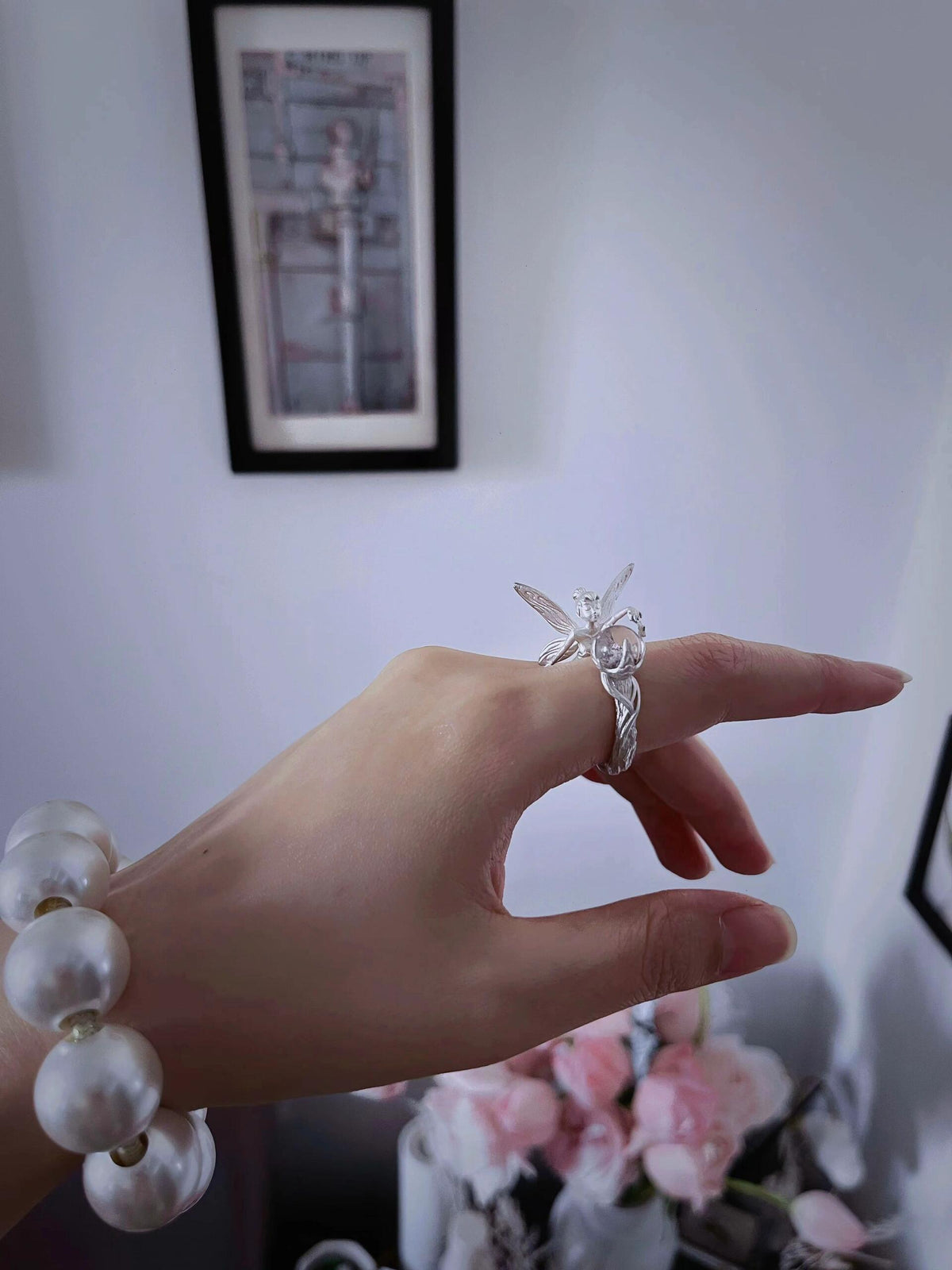 Fairy ring with sunstone or garden quartz