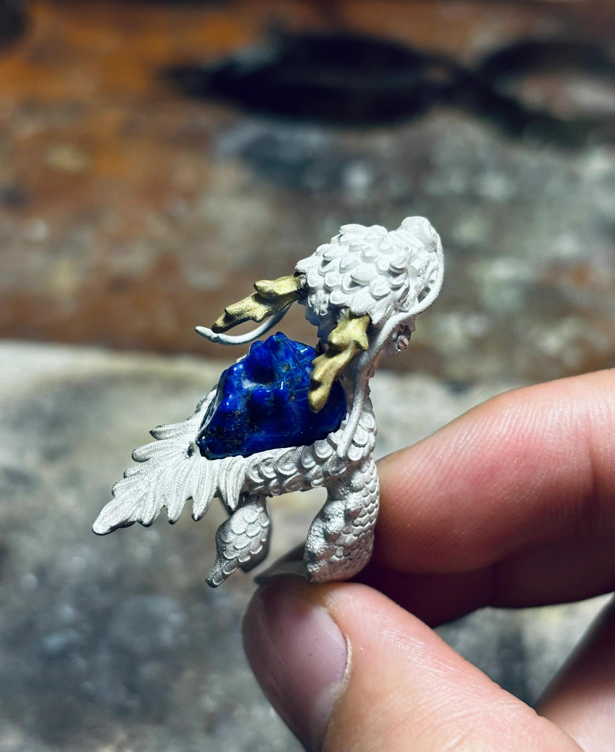 Dragon turtle ring（lapis lazuli）