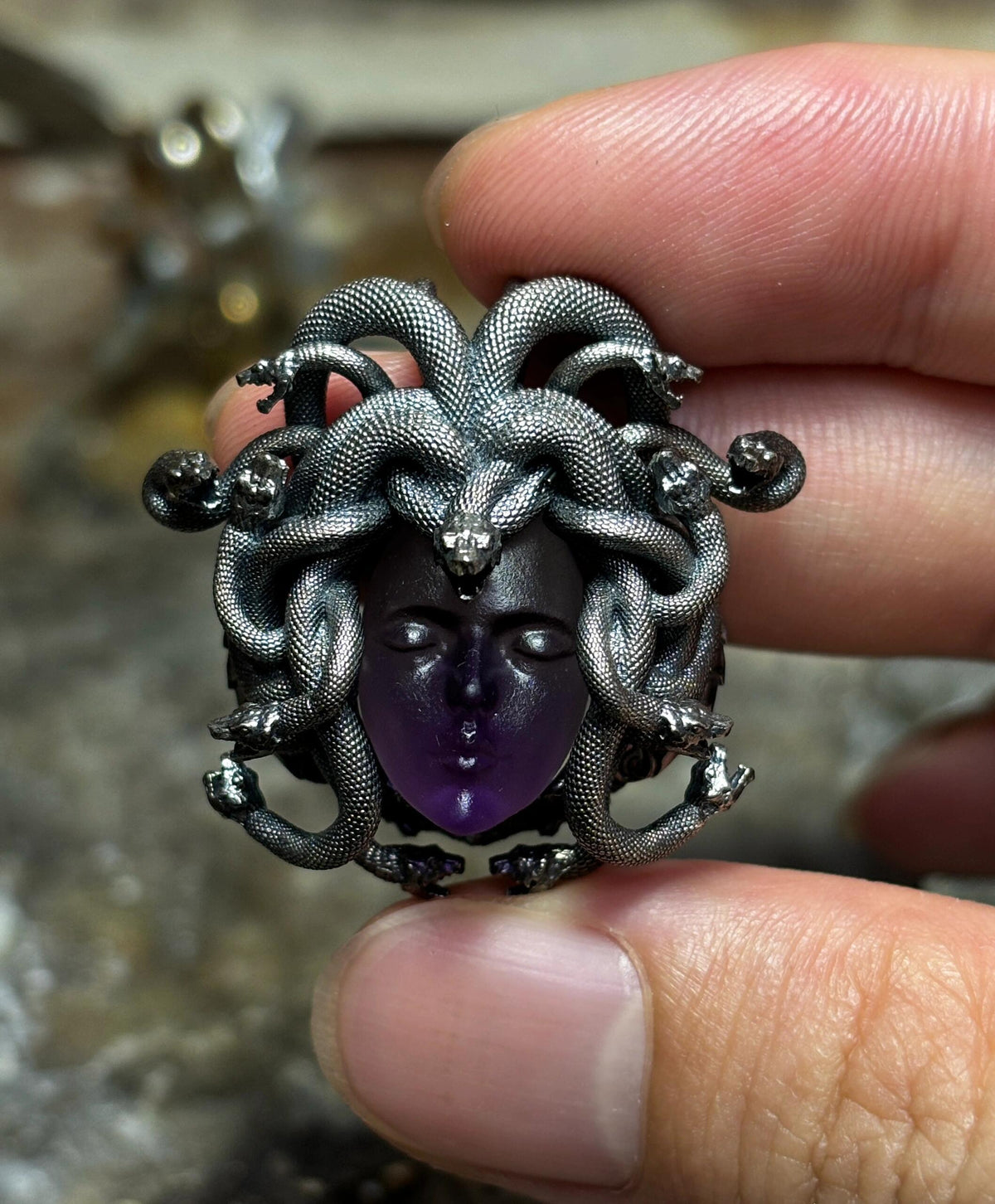 Amethyst Medusa pendant（S925）