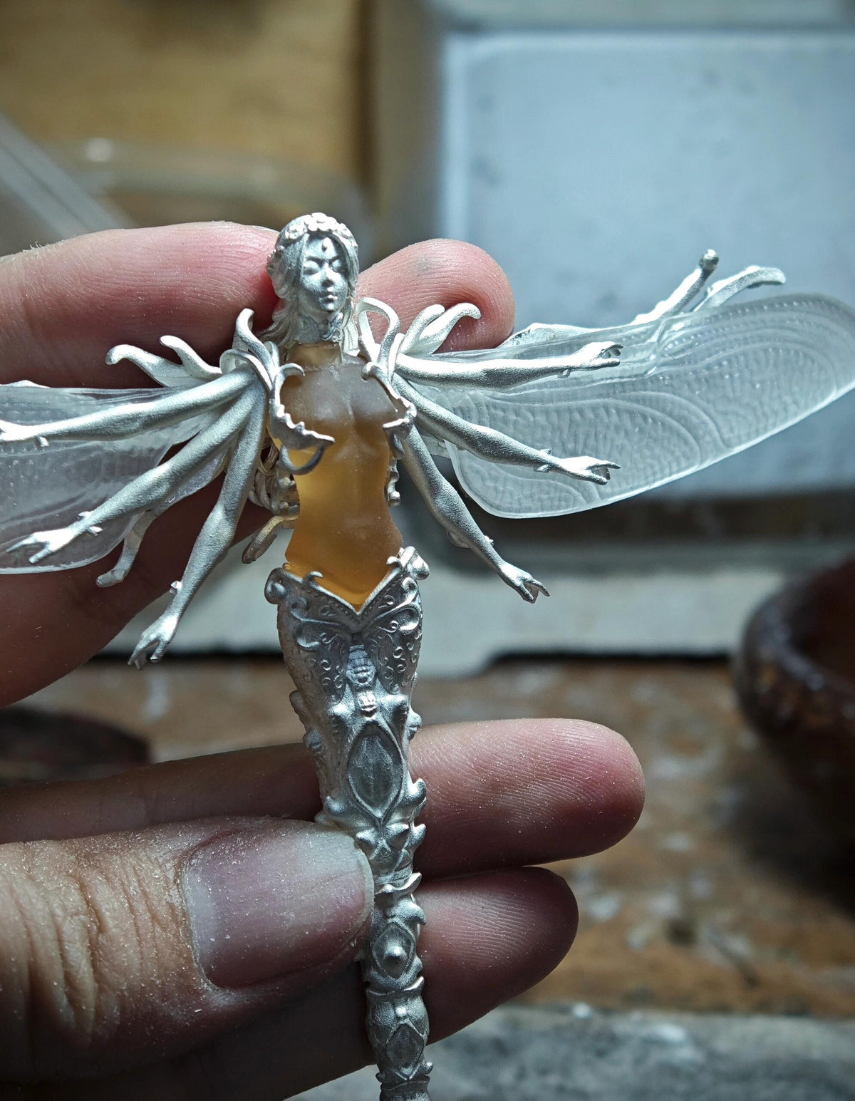 Dragonfly fairy brooch