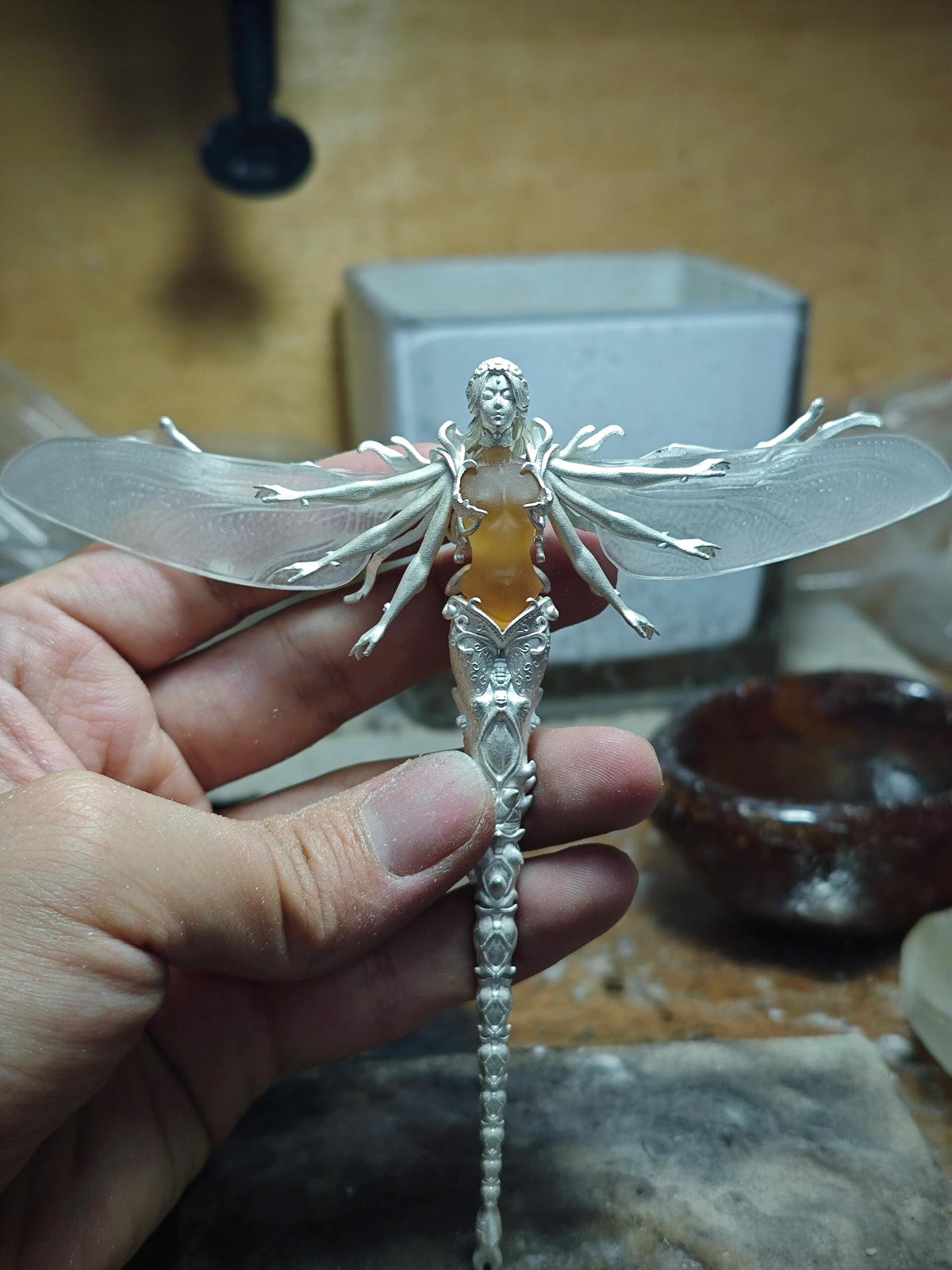 Dragonfly fairy brooch