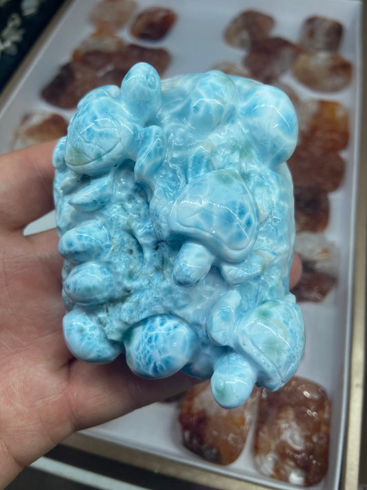 Larimar Turtle carving