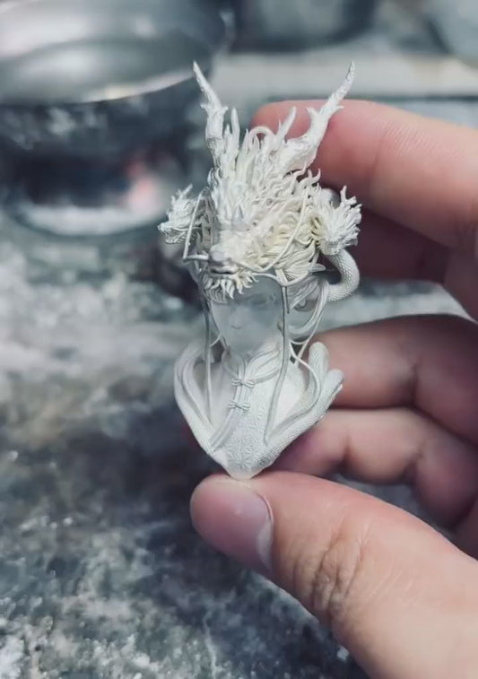 Clear quartz dragon girl pendant（S925）